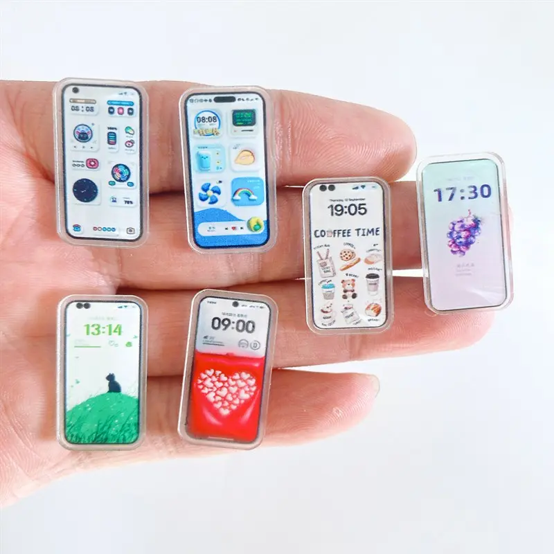 15pcs Plastic Small Artificial Mini Mobile Phones - Miniature Set, Decorative Modern Doll House Accessory, Pretend Play Prop, Figurines & Miniatures, Random Color