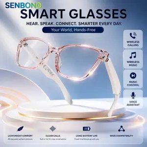 2026 AI intelligent audio glasses, real-time translation in multiple languages, AI assistant, pink frame, high-definition wireless calling, high fidelity music, neutral smart glasses, work, dating, travel, and outdoor gifts.