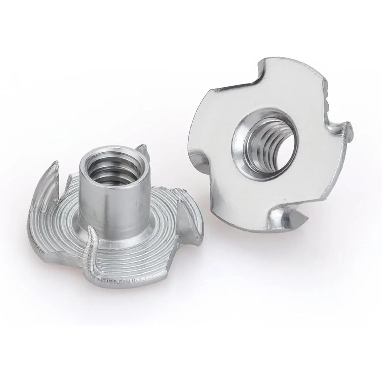 304 Stainless Steel T-Nuts 4-Pronged M8 (25 PCS) | Strong Grip, Rustproof Corrosion Resistant, Smooth Threads, Easy Insertion for Wood/Furniture/Cabinetry/Climbing Holds