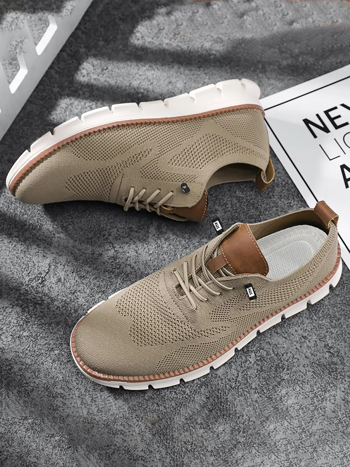 Men's Fashion Breathable Woven Walking Shoes with Adjustable Laces, Lightweight Casual Outdoor Sneakers for All Seasons, Breathable Lightweight Footwear