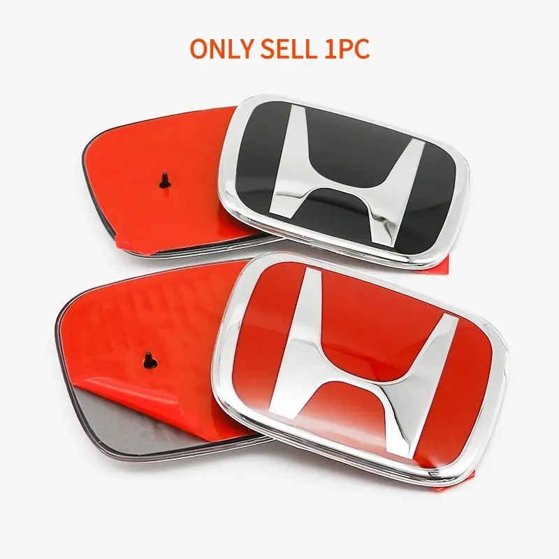 JDM Red H Logo Car Emblem Badge for Honda Accessories, Glossy Black Front Grill Tailgate Sign Replacement 75700-SNW-003 75700-SMT-E00 75700-SNW-J01 for Civic Accord Fit