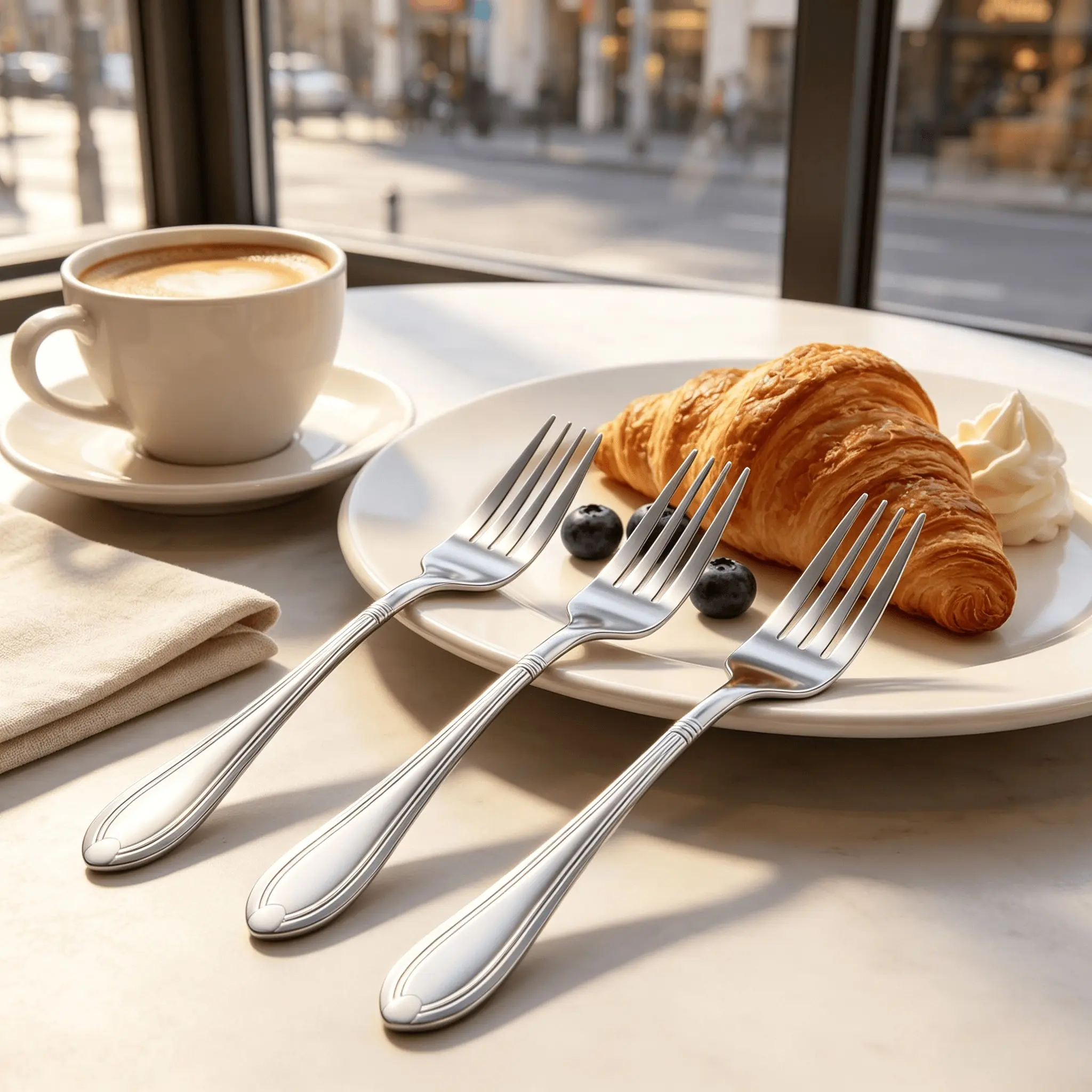 Classic Ribbed Handle Stainless Steel Dinner Forks, Mirror Polished Rustproof Non-slip Forks, Food Grade Dishwasher Safe, Ideal for Home Kitchen, Restaurant, Pasta Salad & Daily Dining Use