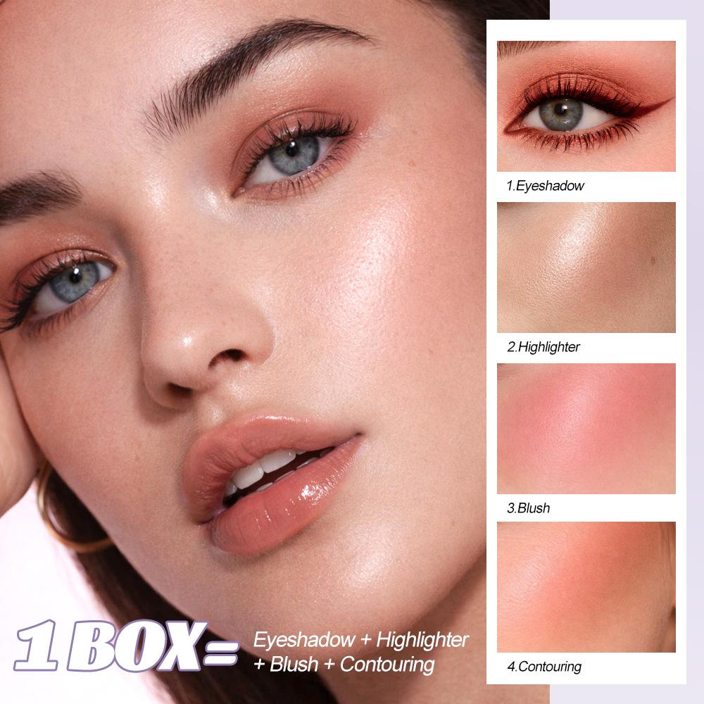 Julystar Secret Garden Makeup Palette, 4-In-1 Multicolor Eyeshadow + Blush Highlighter Contour Set, All-In-One Makeup Kit for Beginners