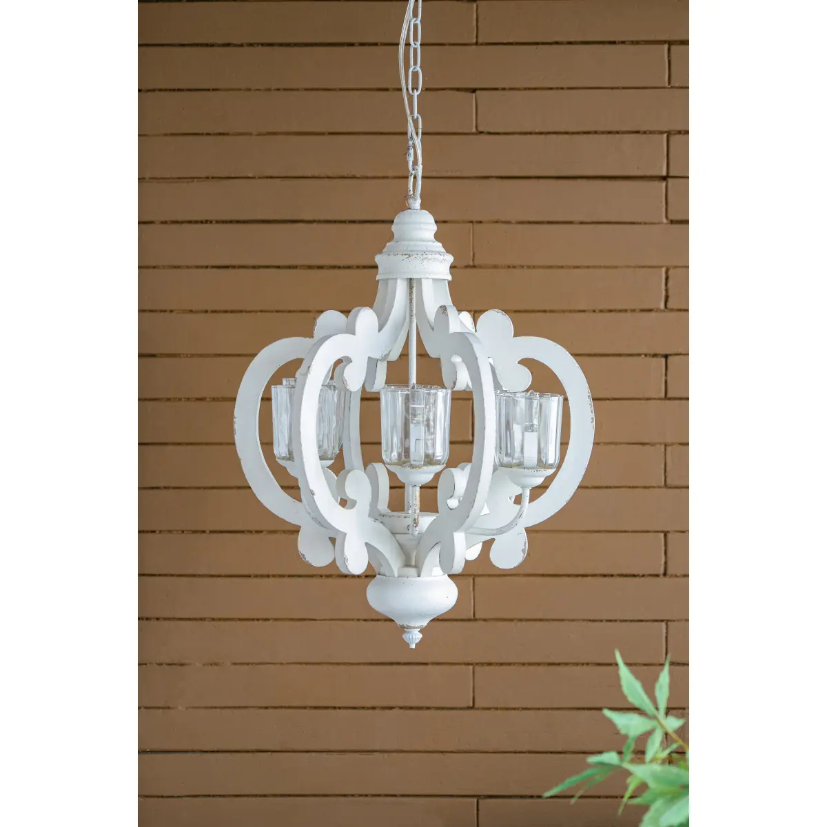 Farmhouse Chandelier, 6-Light Wood Chandelier Pendant Light Fixture with Adjustable Chain for Dining Room Living Room Entryway, Bulb Not Included