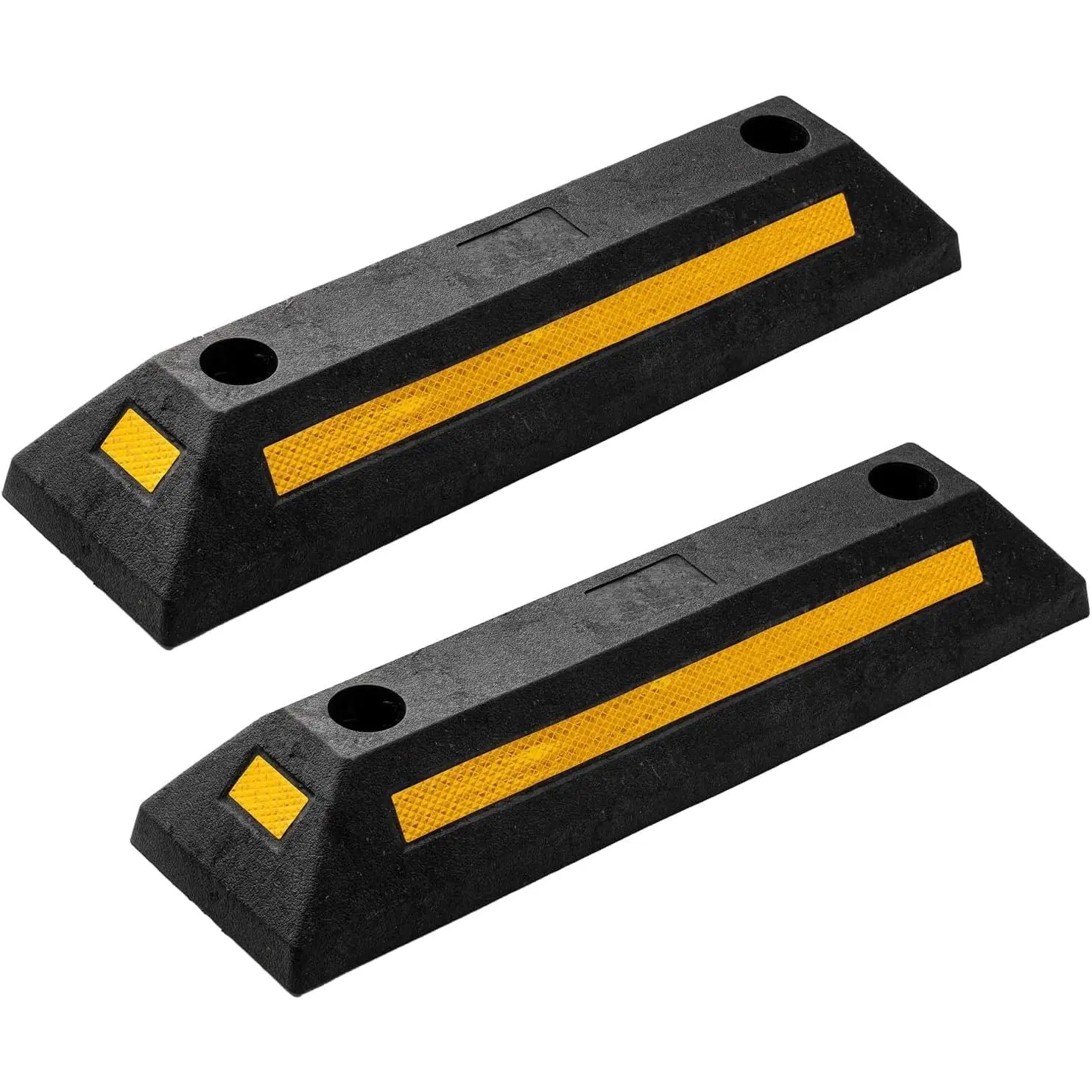 Rubber Wheel Stop Chock, Garage Parking Bumper for Car Truck, Heavy Duty Anti-Rollback Stopper for Asphalt/Concrete - Weather & UV Resistant