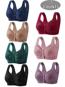 Women's Wireless Elegant Lace Floral Bra Set, Lace Wirefree Bra, Comfortable Breathable Push-Up Bras, Medium Support, Full Coverage, All Seasons