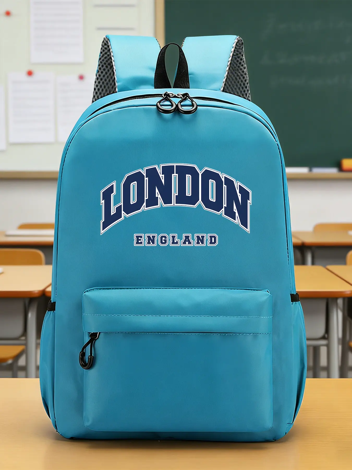 London Pattern Fashion Backpacks, Casual Backpacks, Travel Backpacks, Adjustable Shoulder Straps, Zipper Closure, Separate Small Compartments, Side Pockets, Suitable for Study or Daily Commuting, An Ideal Gift.