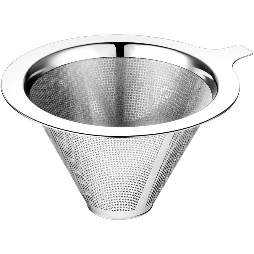 Upgraded Pour Over Coffee Filter, Coffee Dripper, Paperless Mess Stainless Steel Coffee Filter, Maker  to Two Cup Coffee, Easy to Use and Clean (1-2Cups)