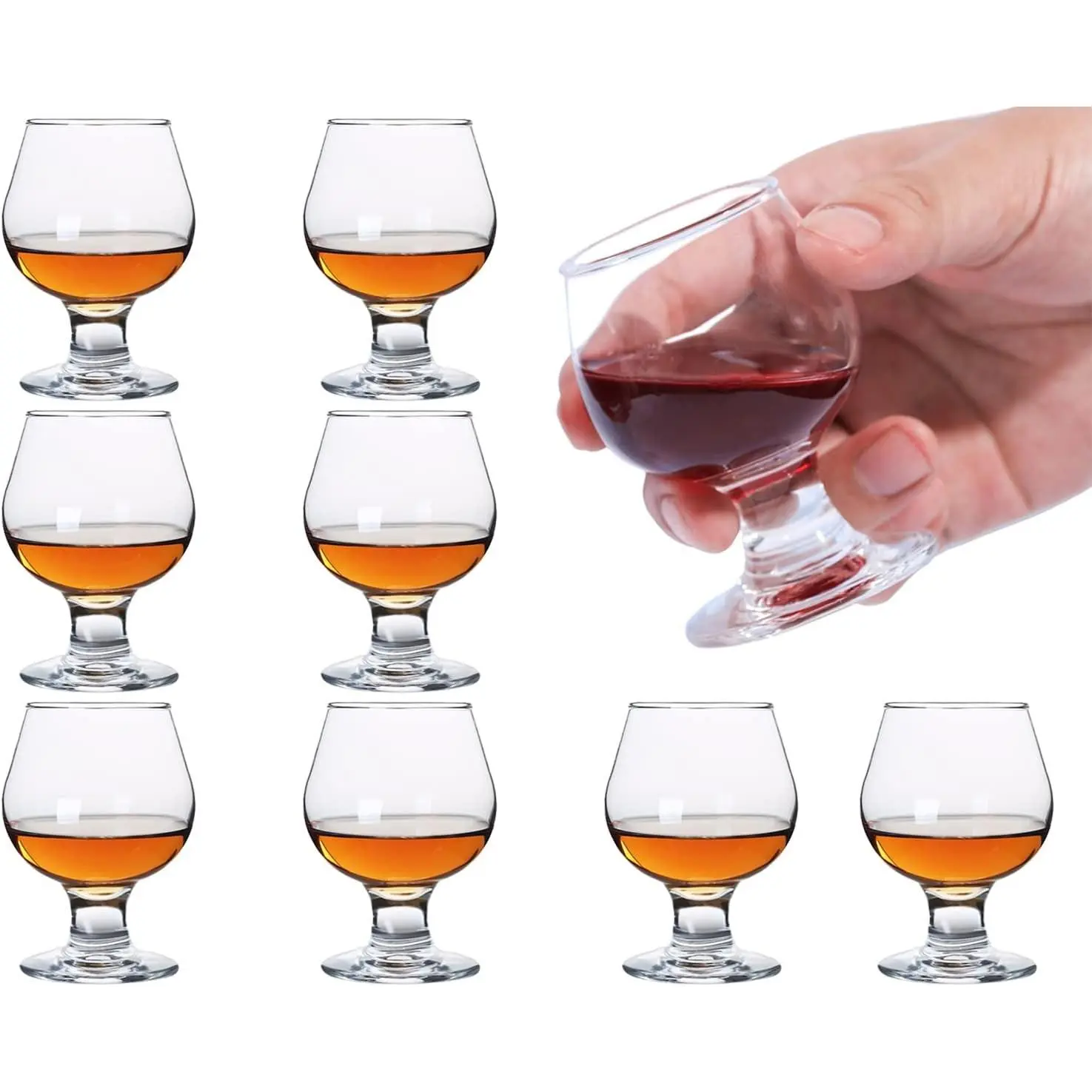 Cute Shot Glasses Small Brandy Snifters Set of 8 | Cognac glasses | Port Glasses | Tequila Glasses(1.75 oz | 50ml)
