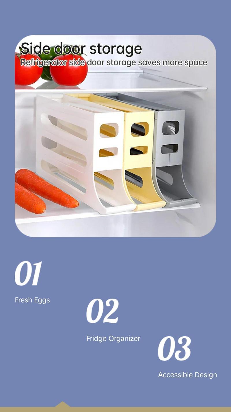 【Summervibes】Efficient Egg Storage Solution - Automatic Rolling Type Egg Storage Box for Fridge Organization and Freshness