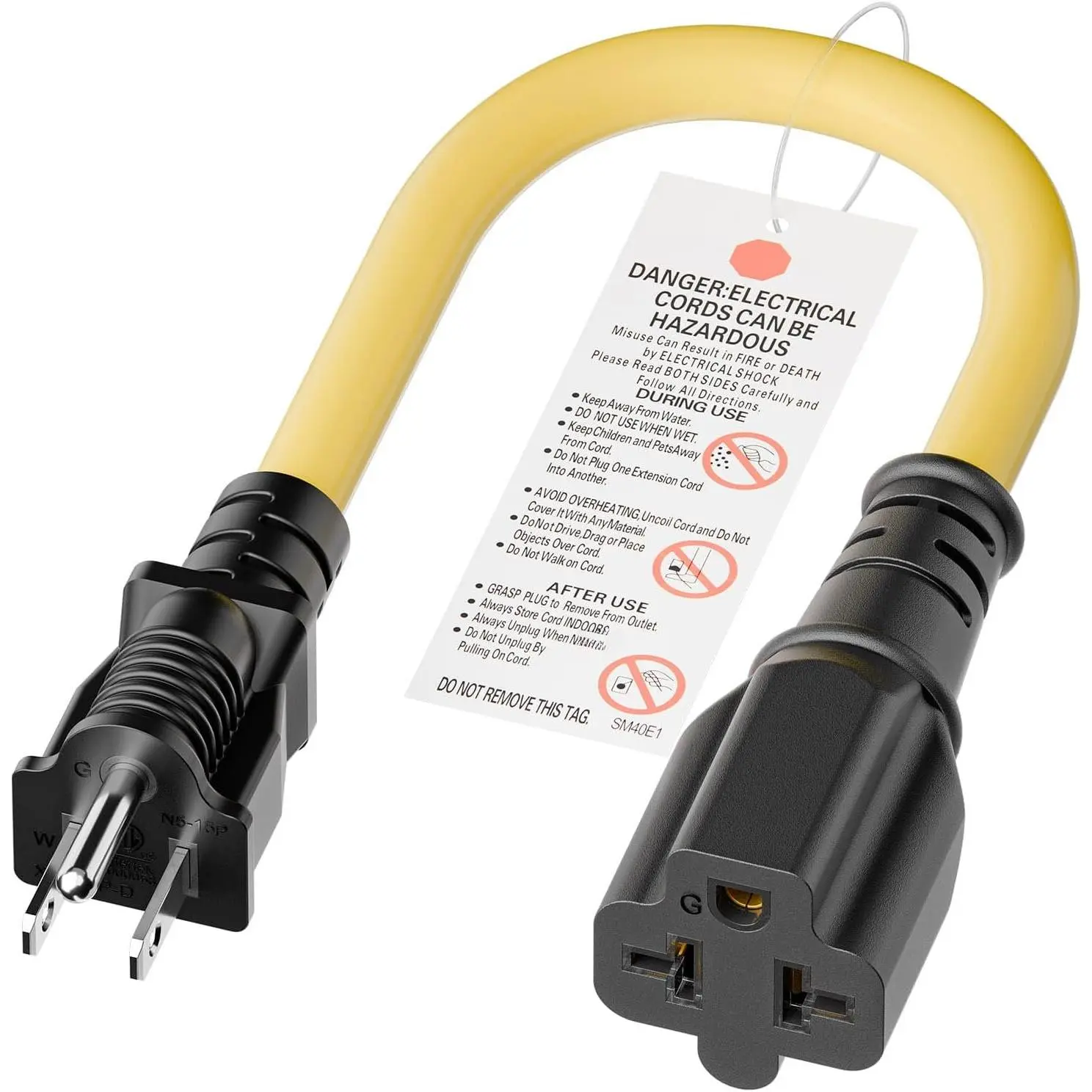 4 in 1 NEMA 5-15P Adapter Cord 1FT,  NEMA 5-15P to 5-15R, 5-20R, 6-15R, 6-20R Adapter Cord, 15A to 20A AC Adapter , Short Extension Cord, 3 Prong Extension