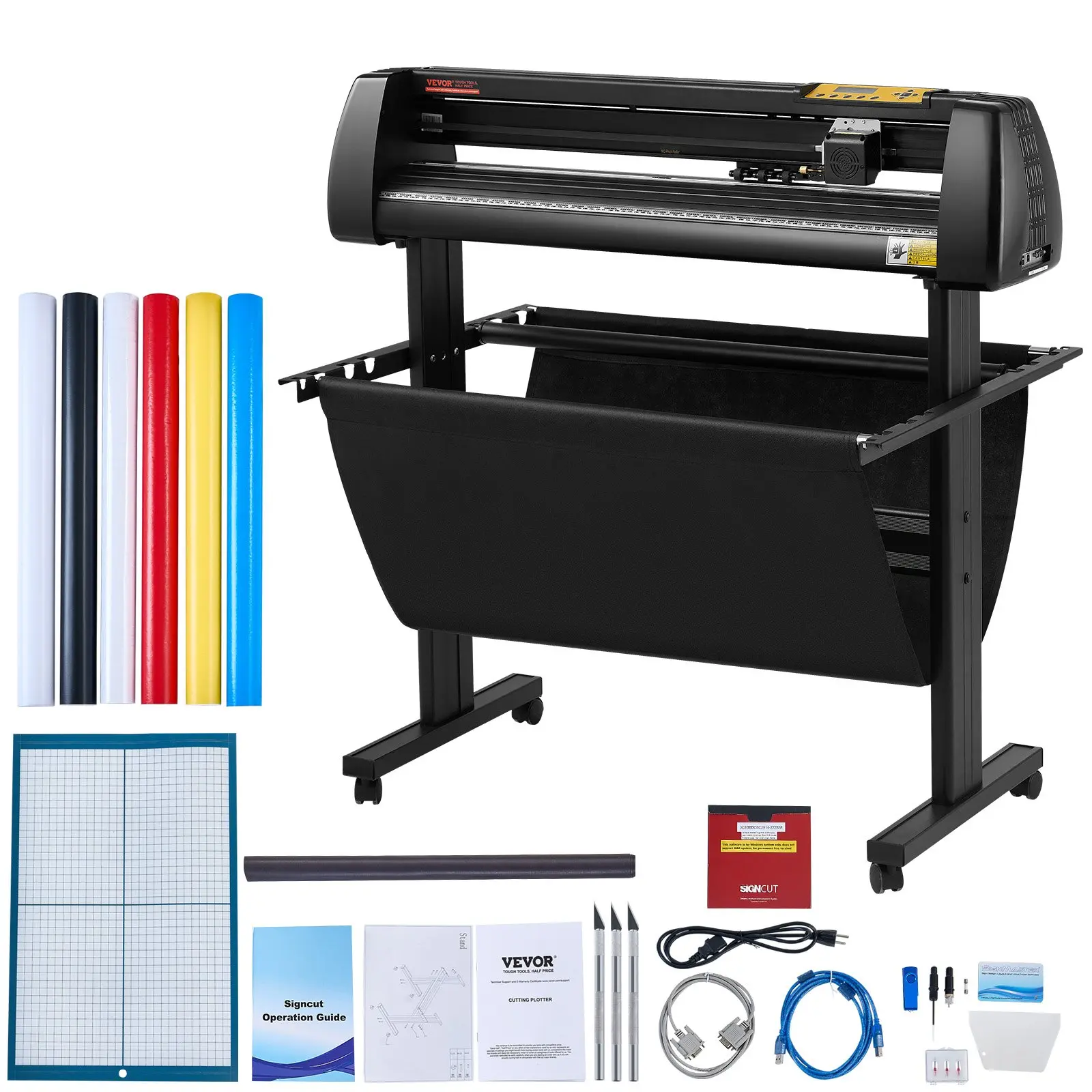 【DealsForYouDays】VEVOR Vinyl Cutter, 34Inch Bundle, Vinyl Cutter Machine, Manual Vinyl Printer, LCD Display Plotter Cutter Sign Cutting with Signmaster Software for Design and Cut, with Supplies, Tools