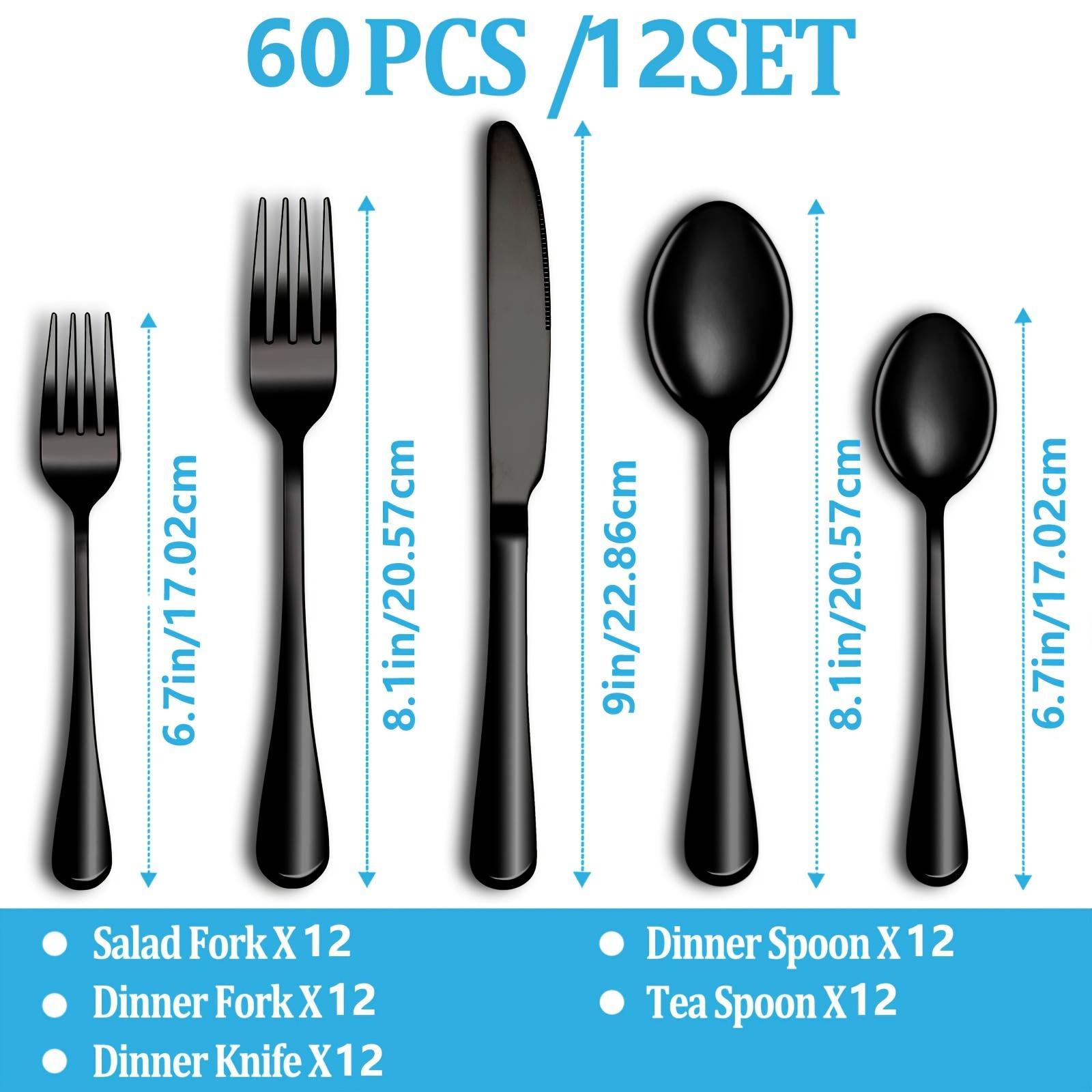 60-Piece Stainless Steel Cutlery Set with Forks, Knives & Spoons, Durable Tablewar, Dinnerware Service Set, Tableware Set, Utensils for Home Kitchen and Dining Room, Cutlery Utensil Sets #GLOBAL PICKS