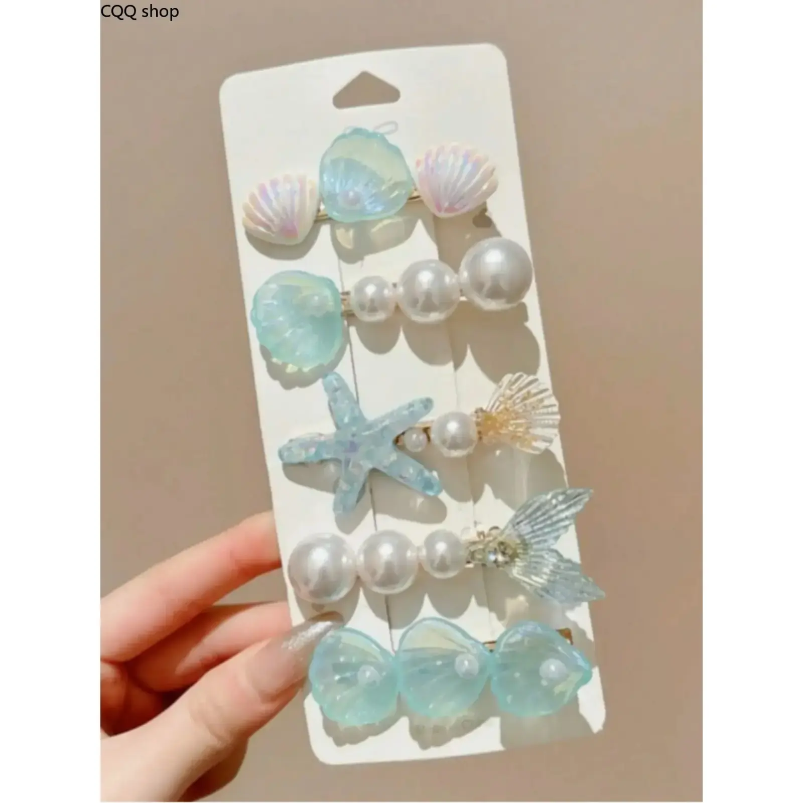 5pcs Ocean Style Sweet Shell Hair Clips for Girls, Side Clip for Fringe, Cute Mermaid Tail Duckbill Clips, Fashion New Hair Accessories Set, Hairpin