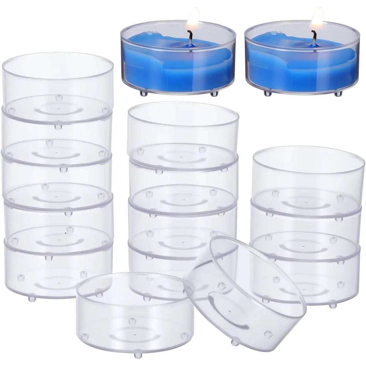BESPORTBLE 100 Pack Clear Plastic Candle Holder Tea Light Cups Heat Resistant Candle Cup Holder for Temple Church Home Use Steady Base for Tea Light Candles