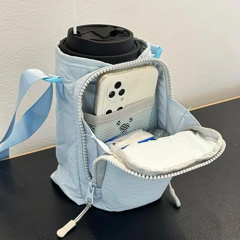 Insulated Water Bottle Holder Crossbody Bag – Multi-Pocket Hydration Carrier, Lightweight Running Phone Pouch for Men & Women, Hiking & Travel Essentials
