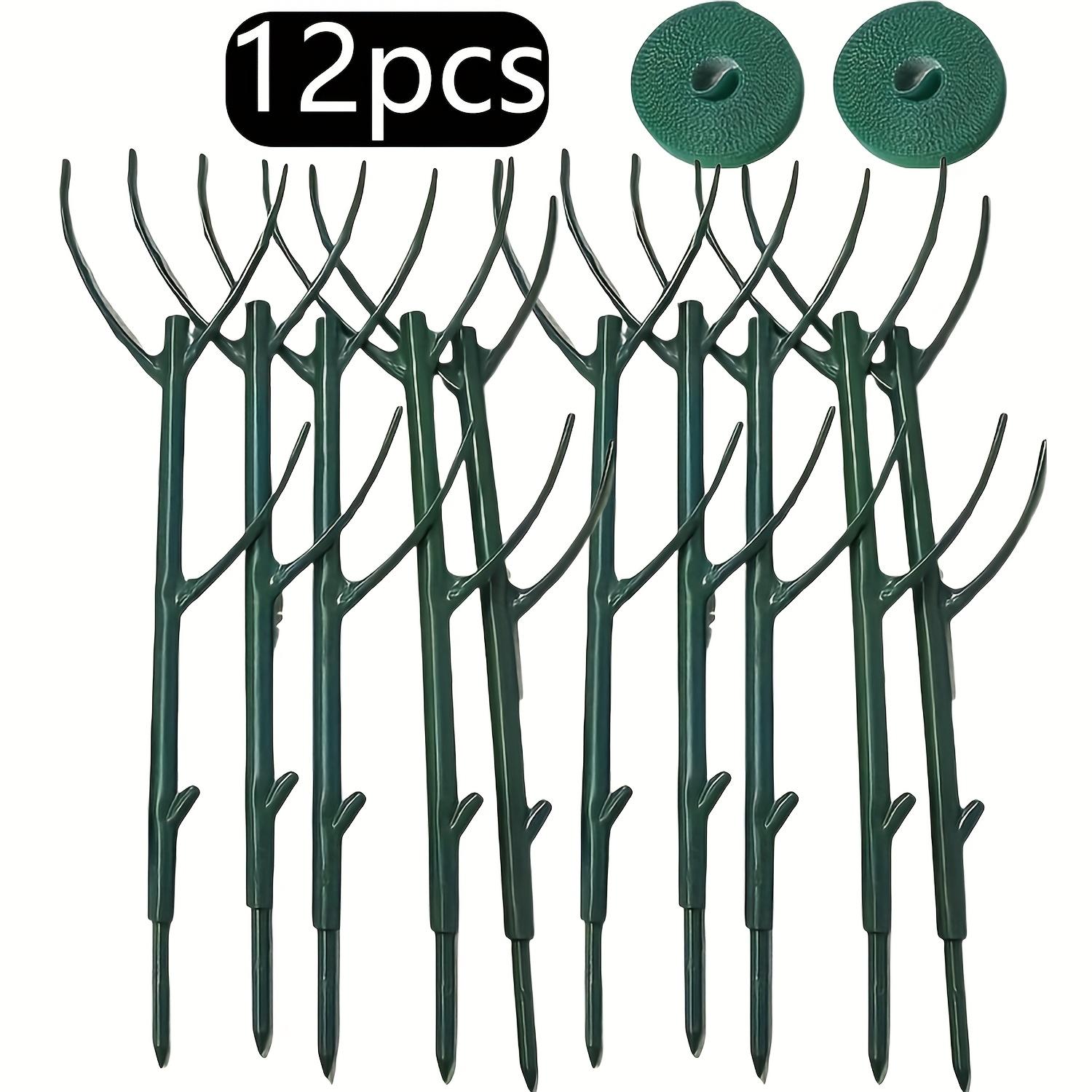 12pcs Stackable Plastic Plant Support Rings & Straps - Adjustable Fence Cages for Climbing Plants, Moss, Indoor/Outdoor Potted Plants - Durable Green Plant Stakes for Healthy Growth & Organization, Plant Stakes for Outdoor Plants, Climbing Plant Stakes, S