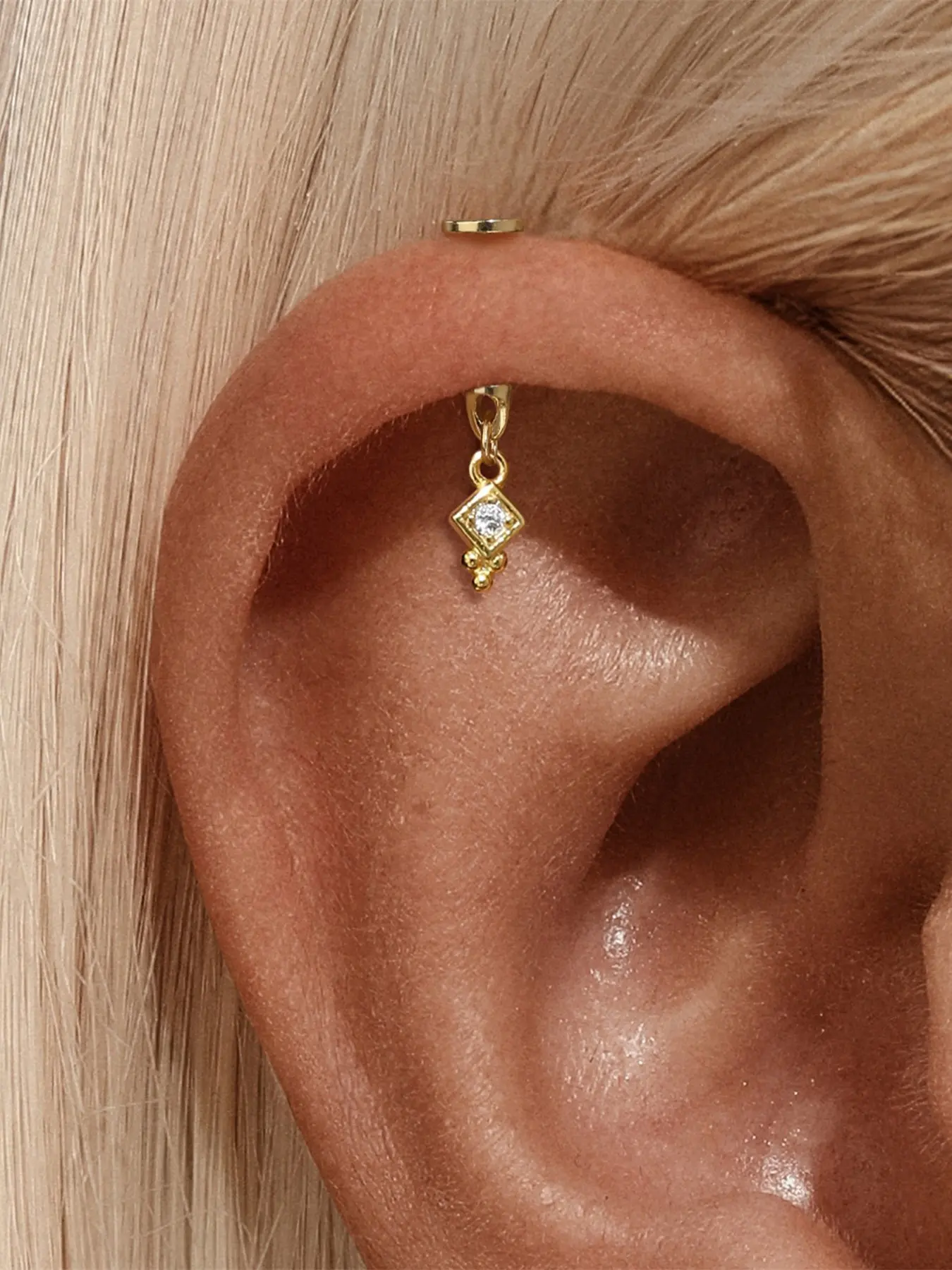 1pc 1Pc Tiny 925 Sterling Silver Earrings For Women Flat Back Helix Cartilage Stud Earring Tassel Ear Clip 18K Gold Plated For Daily Wear Wedding Engagement Fine Jewelry