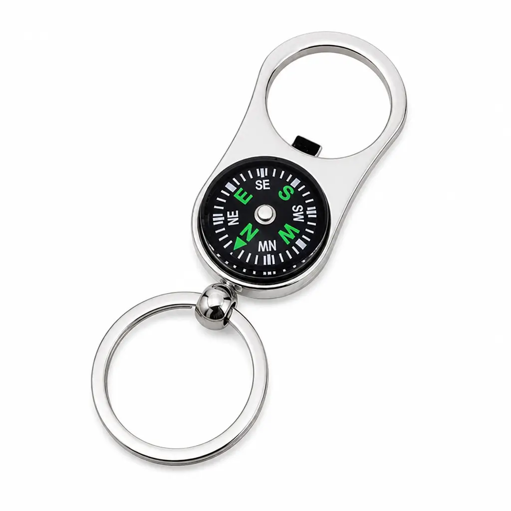 Outdoor Survival Keychain: Built-in Compass, Bottle Opener & Key Ring - Portable Gadget for Camping & Hiking keychain