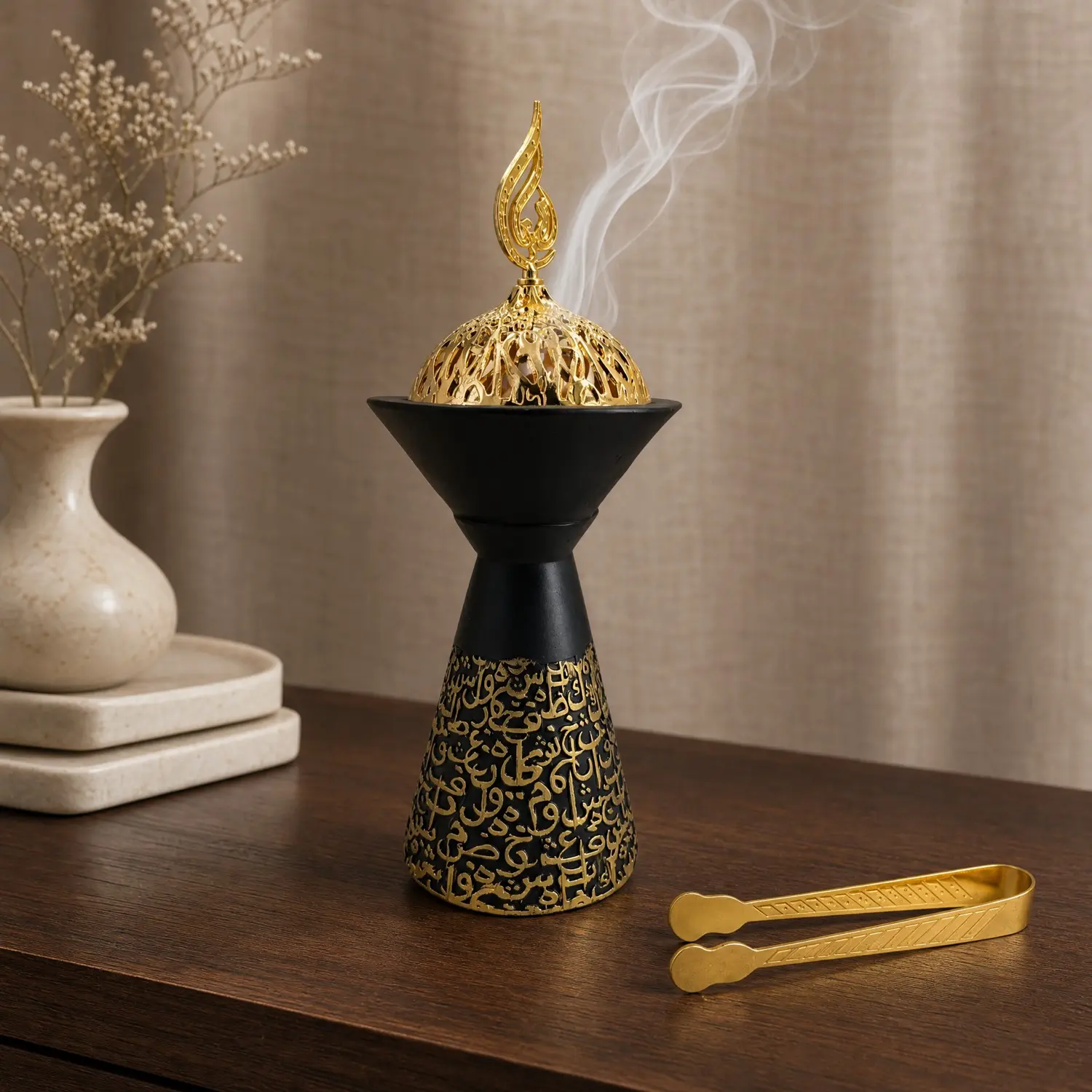 Conical Incense Burner with Heat-Resistant Tong, Bakhoor Burner, Home Fragrance Diffuser, Home Scent, Yoga, Office, Prayer Room Aromatherapy Decor, Home Fragrance Products