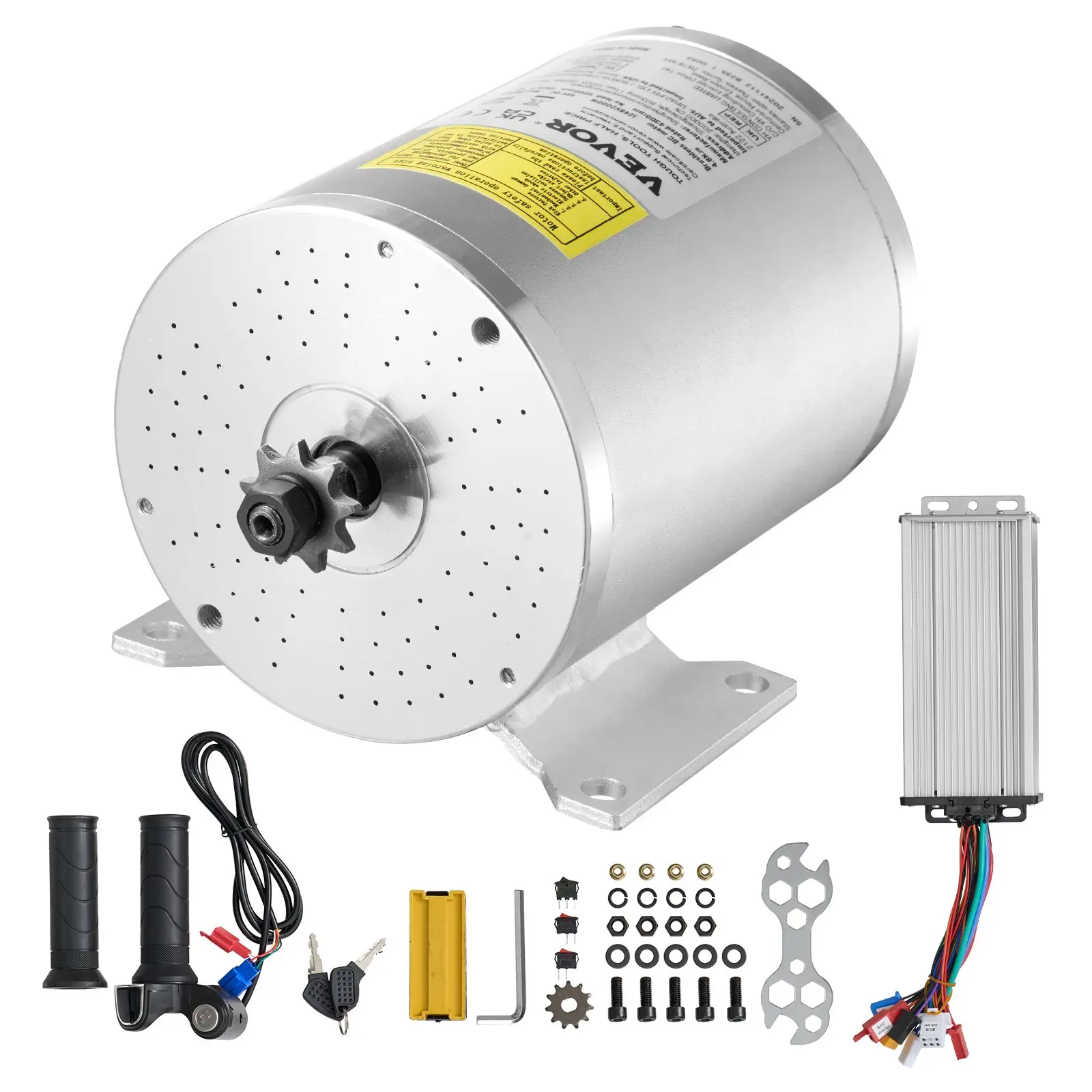 VEVOR 2000W 48V Brushless DC Motor Kit Set - 4300rpm Motor with Upgraded Speed Controller, Throttle Grip for Go Karts, E-Bike, 2000w Power for DIY Users