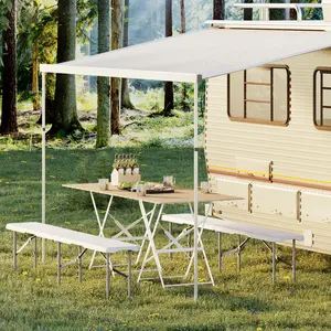 Garvee Upgraded 6FT Portable Folding Bench – Heavy Duty Plastic Bench Seat with Carry Handle & Safety Lock, Indoor & Outdoor Seating for Picnics, Camping, Soccer Games, Parties, Events & Extra Dining Space, White
