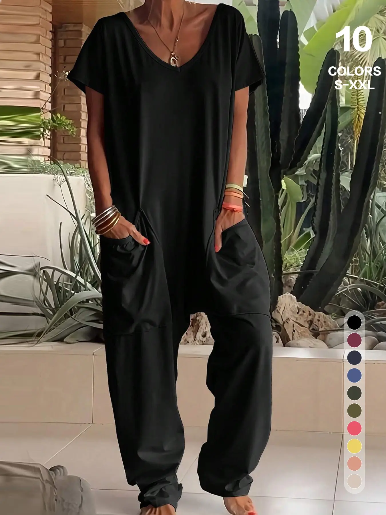 Women's Fashion Solid Color Workwear Jumpsuit, Comfortable Fitted Plain One-Piece Pants for Home and All-Season Casual Wear
