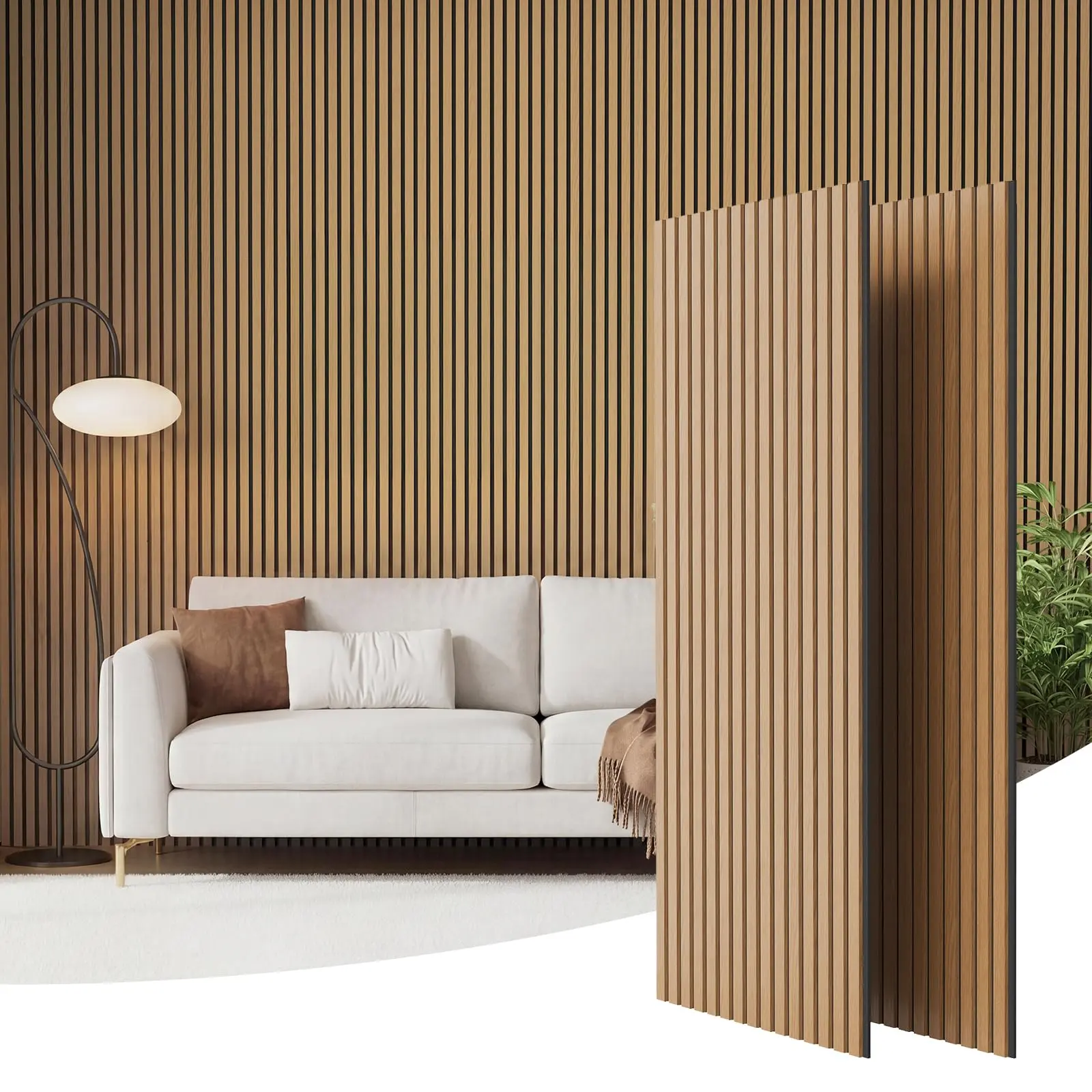Acoustic Wall Panels 2 Pack 47.2"x23.6" Cover 15.5ft² — Sound Absorbing Wood Slat Panels, Echo Reduction for Home Theater, Bedroom, Gaming Room, Home Office Wall Decor