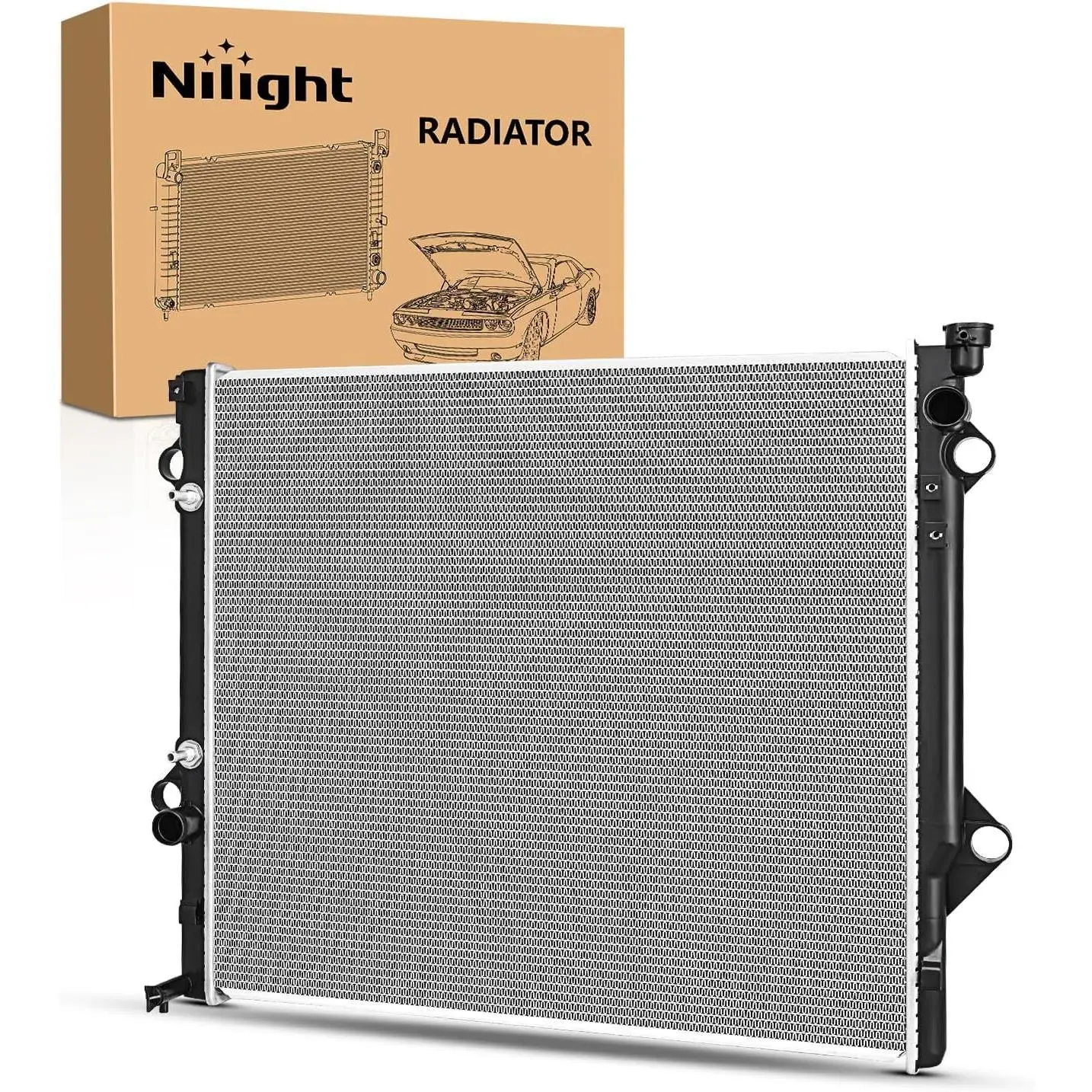 Nilight 1x New Complete ABS Aluminum Radiator - 108% Leak Tested, Increases Boiling Point, for Toyota 4Runner 2003-2009, FJ Cruiser V6 4.0L 2007-2014 with Transmission Oil Cooler, Replace# 1640031461