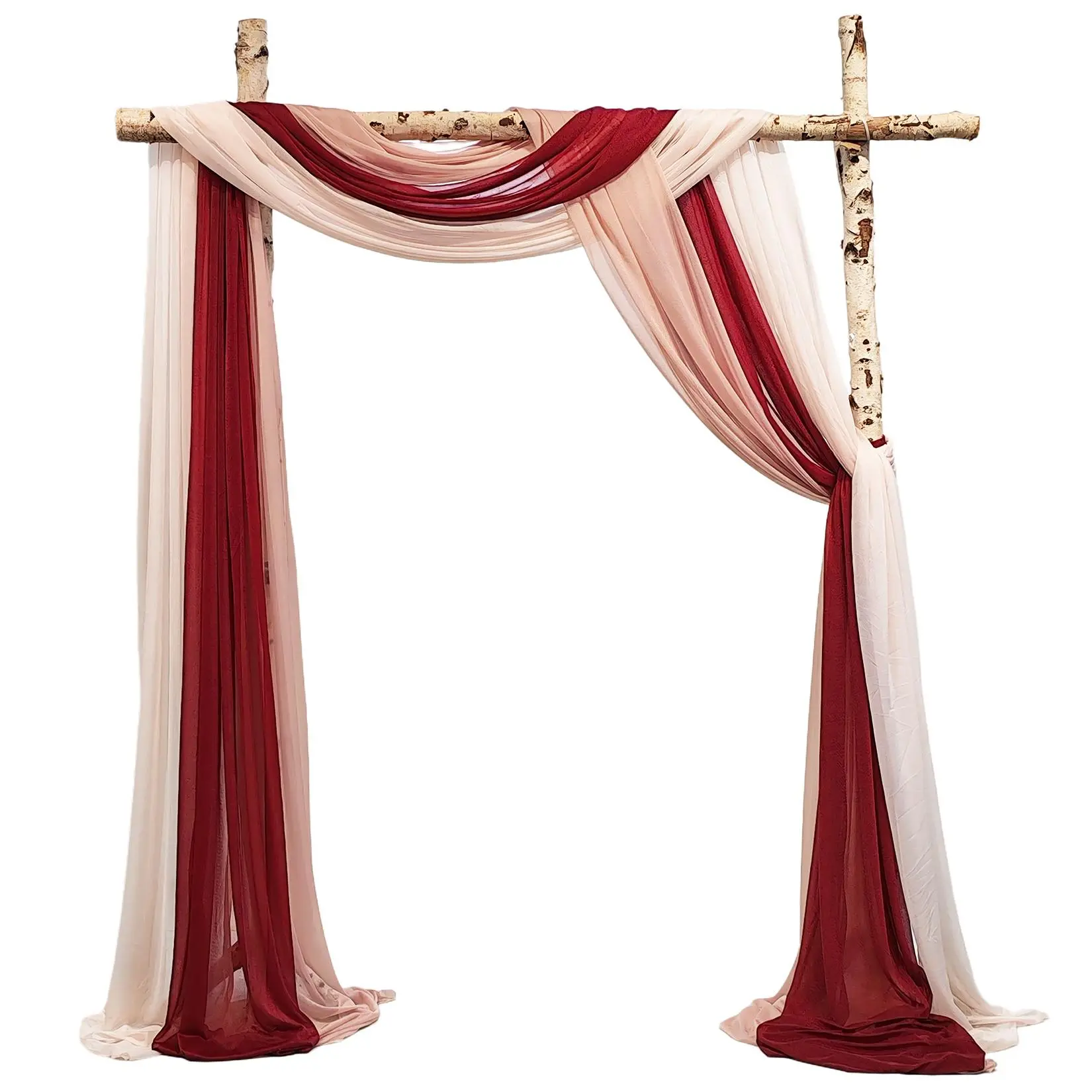 3-Panel Hand-Operated Wedding Arch Drapery Fabric, 2.5x19.5ft Lightweight Arbor Draping for Party Reception & Ceremony Background Decoration