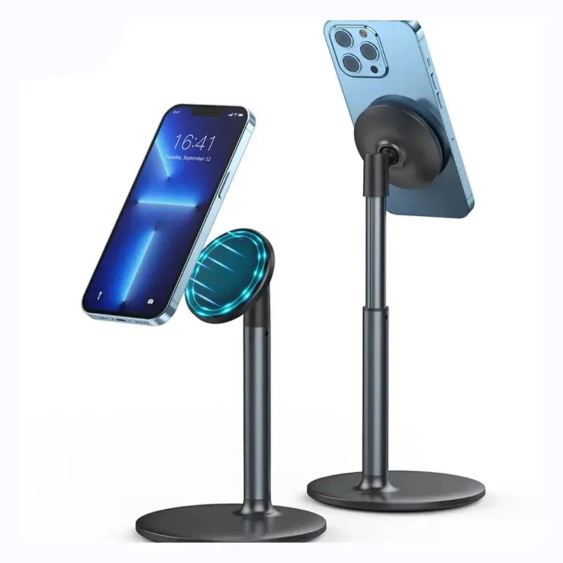 Magnetic MagSafe Smartphone Desk Mount - Expandable, Rotatable Cellphone Accessory for iPhone 15,16,17 - Live Streaming, Lazy Desktop Use