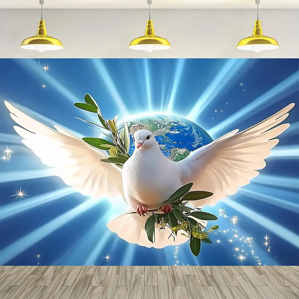 Peace Dove & Earth Design Polyester Wall Hanging Tapestry - Lightweight Photo Booth Background, Seasonal Decor, Universal Occasion Gift for Animal Theme Lovers, Photo Backdrop, Indoor Use