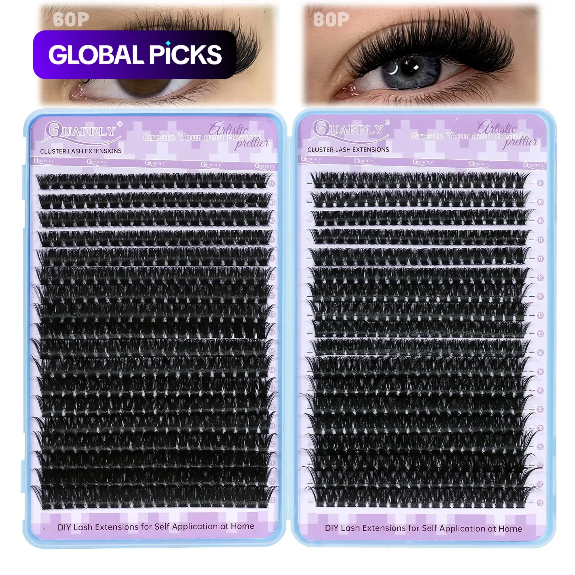 【Black Friday】720pcs D-Curl Lash Cluster Kit, Natural Lash Extensions (60P+80P), 9-18mm Mixed Length, DIY Individual Eyelash Clusters #GLOBAL PICKS