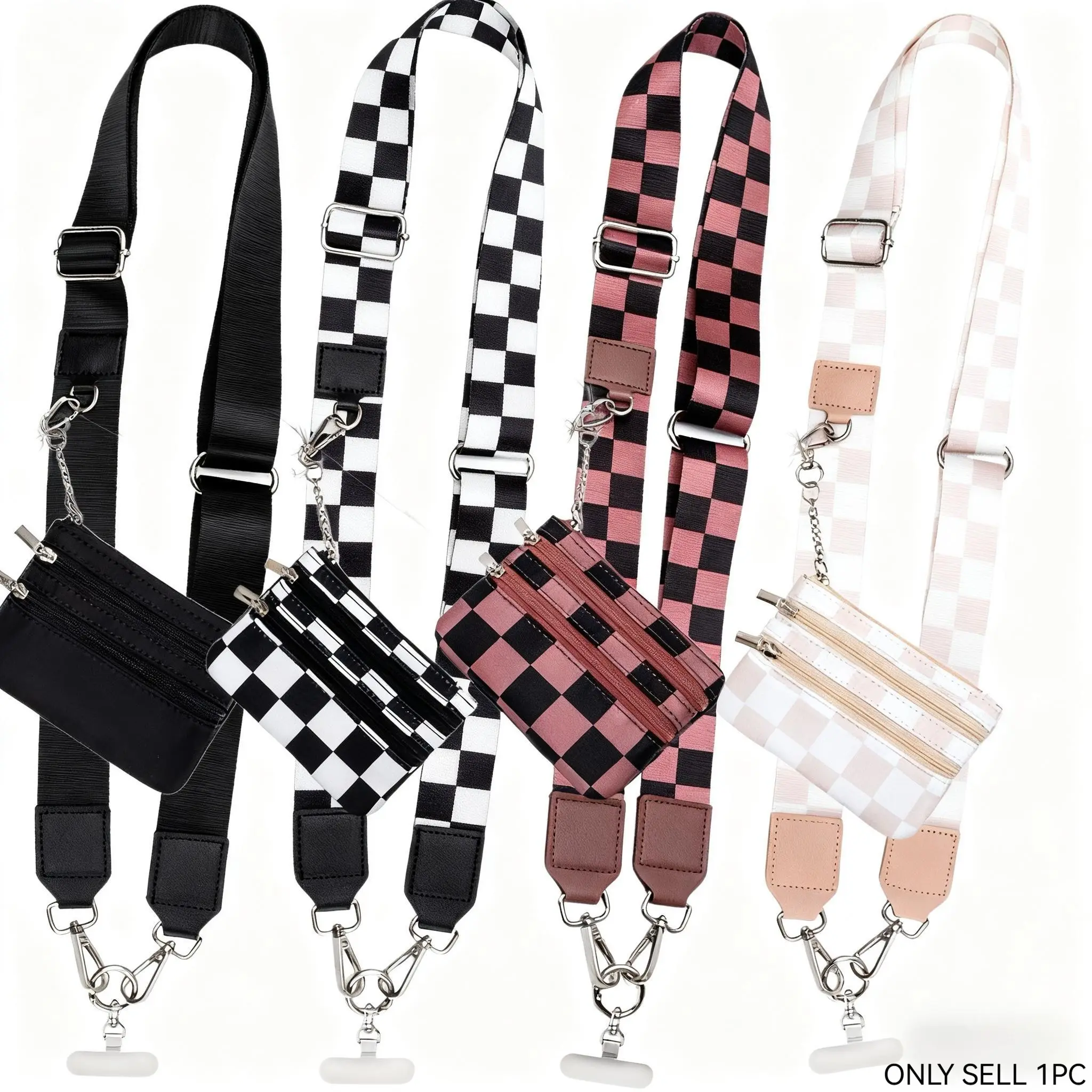 Mobile phone holder with wallet strap, mobile phone strap with wallet attachment, mobile phone strap with zippered pouch for wallet, adjustable phone strap, Christmas gift, birthday gift.
