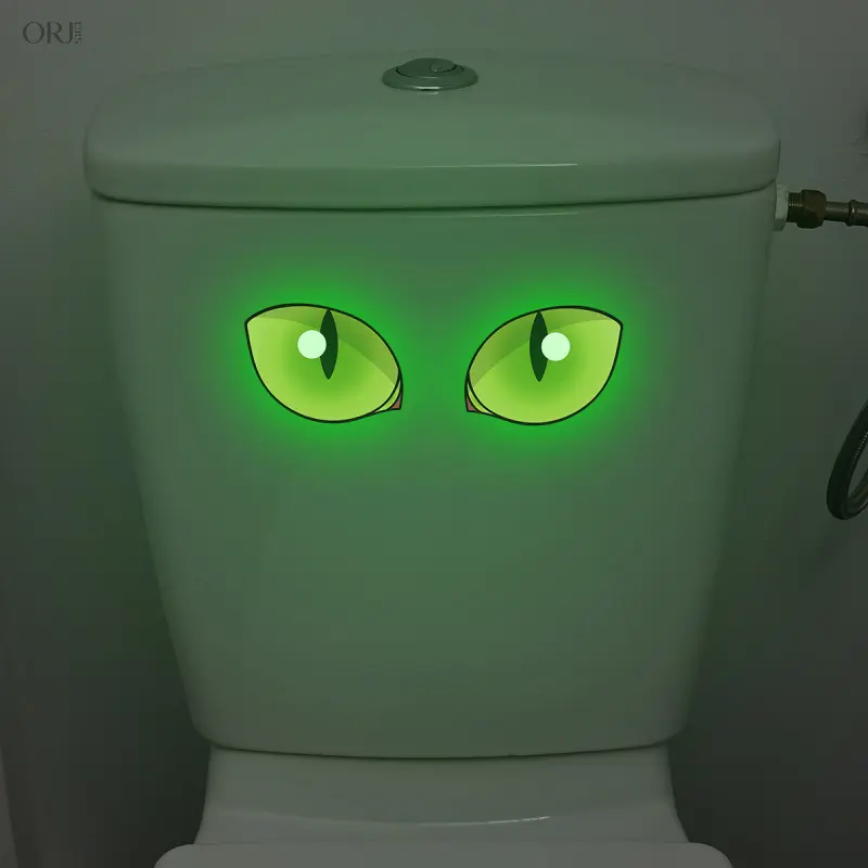 Creative Luminous Blue & Green Eyes Toilet Stickers, Waterproof Glow In The Dark Wall Decals, Spooky Night Glow Eye Decor Stickers For Bathroom Restroom Shower Room, Removable PVC DIY Home Wall Decor Art Supplies su,S,Multicolo,stai,jesu,mom,bi,,necklace,