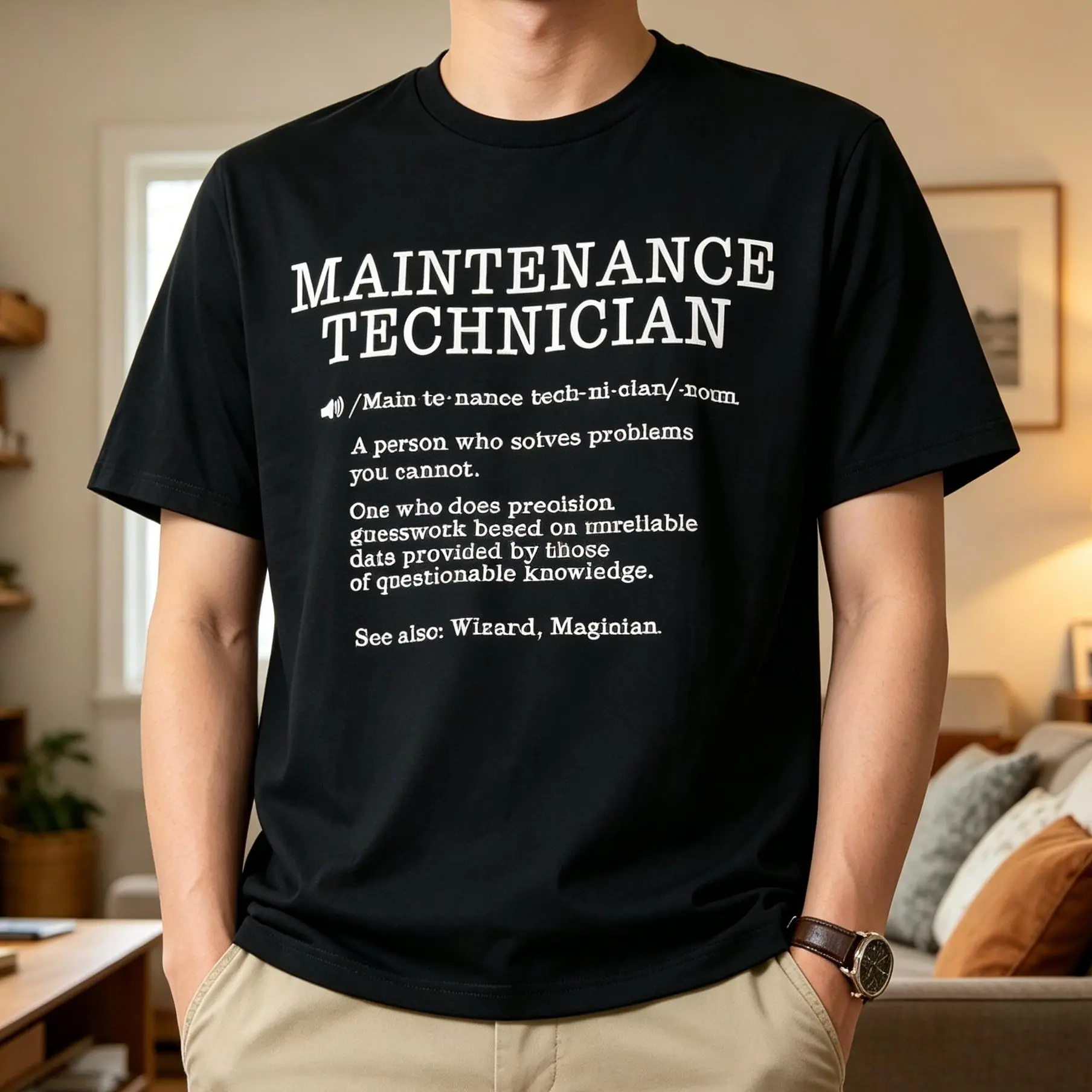 100% Cotton Maintenance Technician Repair Worker Handyman T-Shirt - Soft Breathable Casual Round Neck Tee with Handyman & Tools Graphic Print, Unisex for Men & Women, Machine Washable Workwear Gift Crewneck Menswear Tshirt