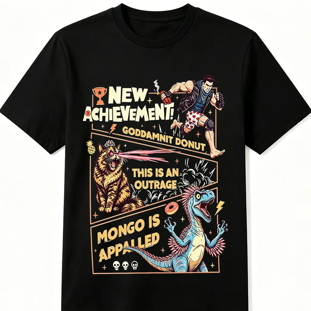 Oversize Cotton Dungeon Crawling Crawler Carl Dad  T-Shirt Princess Donut Cat Graphic tee Top with Carl New Achievement Mongo DCC Casual Y2K Fashion Gift Fantasy Book