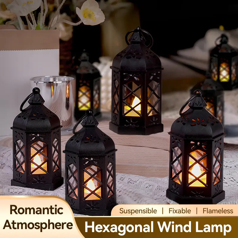 2/4/6/12-piece set of home holiday decorative hanging lights, mini decorative candle hanging lights, European-style lantern LED electronic candle lights, includes 3 batteries, suitable for Christmas gifts, party atmosphere lighting, Christmas decorative l