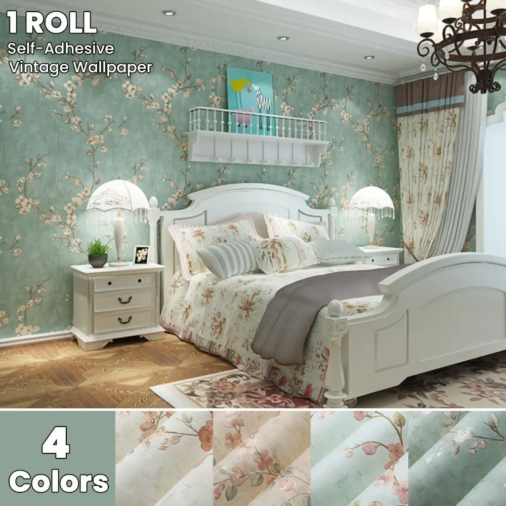 Luxurious European Vintage Decorative Wallpaper, Self-Adhesive, Non-Woven Material, Multiple Colors, 53cm Wide, Ideal for Living Room, Bedroom, Interior Walls, Furniture Renovation, Peel and Stick Wallpaper Vintage