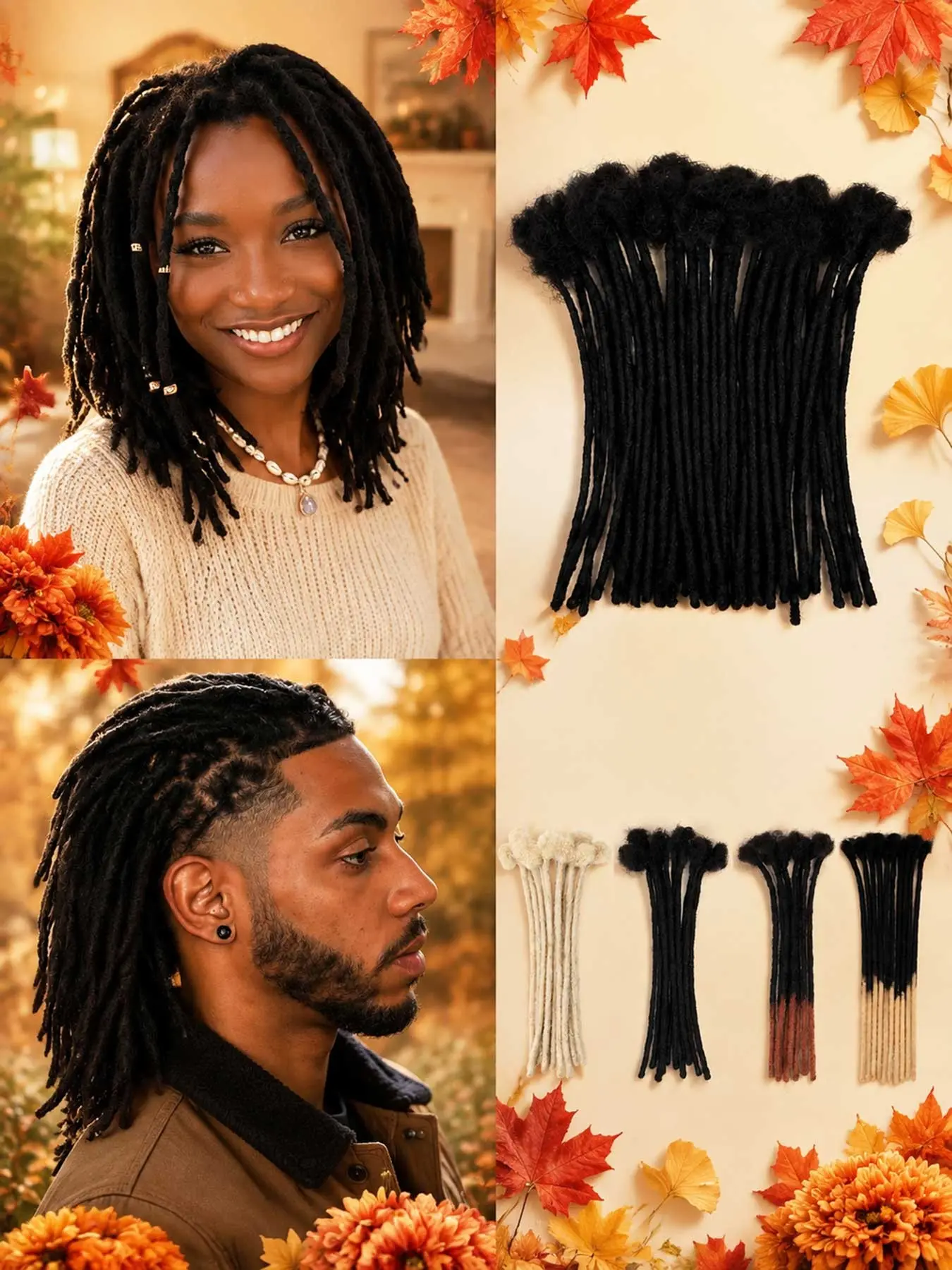 0.6cm Thickness 8-12 Inch Loc Extensions Human Hair 100% Real Human Hair Braided Dreads Dreadlock Extensions for Man/Women Full Handmade Soft Dreadlocks Extensions Can Be Dyed and Bleached 10 Strands Natural Looking 4 Colors(#1B,#1B/27,#1B/30,#613)
