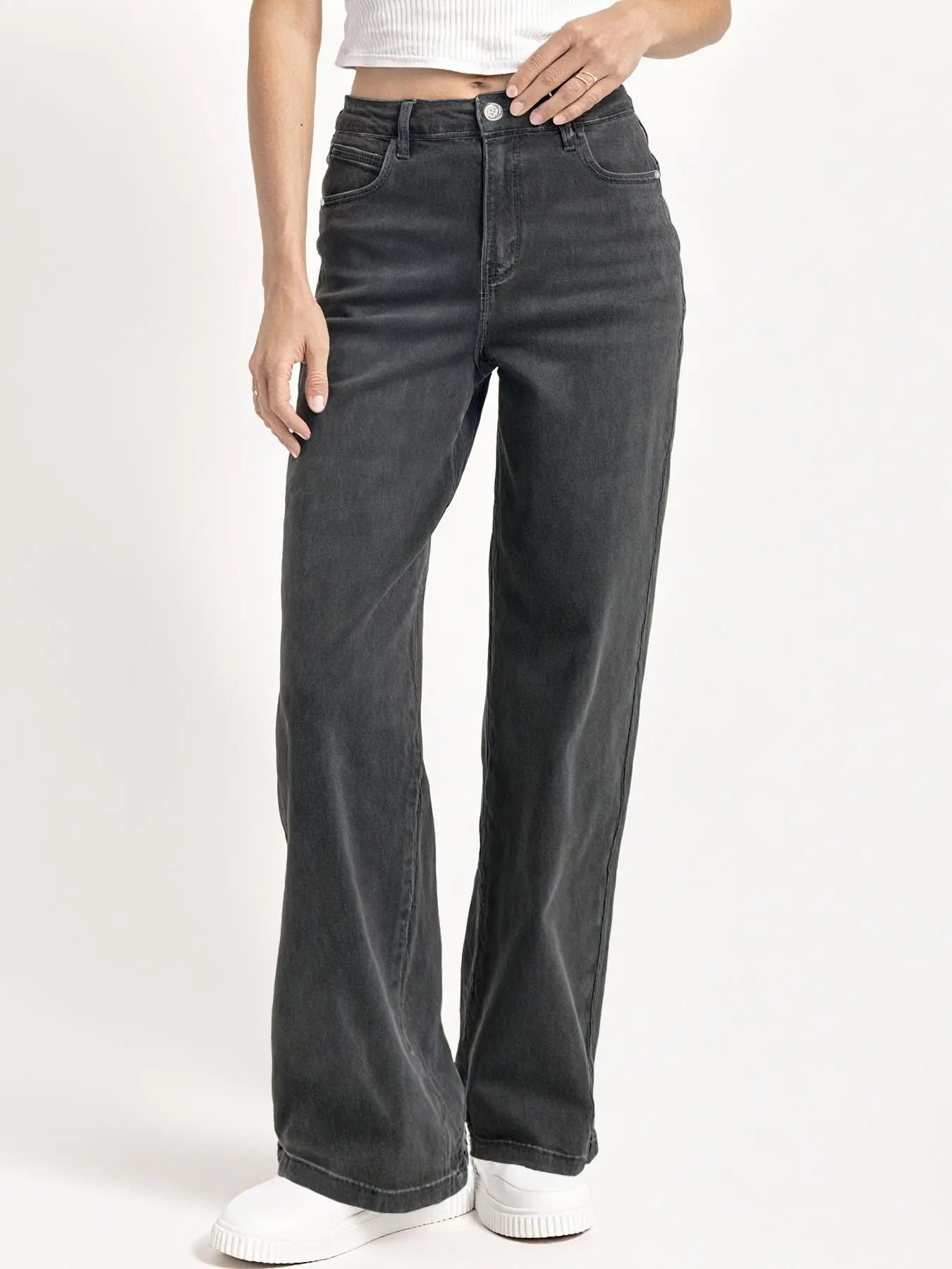 Women's High-Waisted Wide-Leg Jeans, Stretchy Comfortable Multi-Pocket Durable Denim Jeans, Soft Wrinkle-Resistant Daily Wear