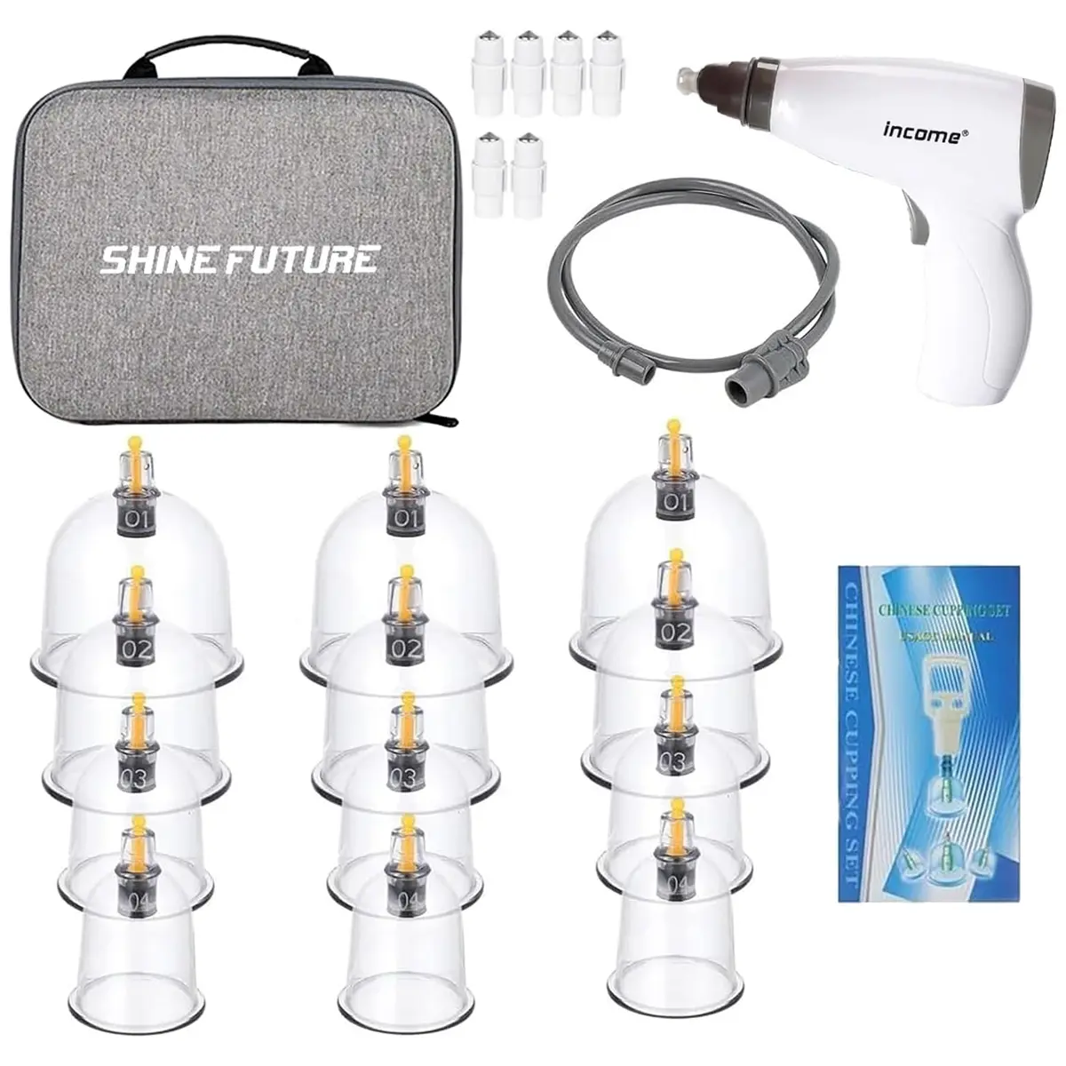 Professional 12-Cup Electric Chinese Cupping Kit with Pump, Extension Tube for Massage Therapy