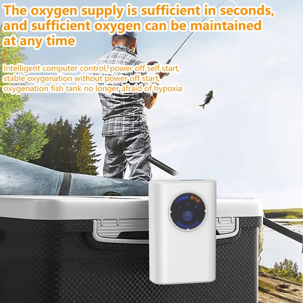 Minimalist Smart Oxygen Pump, Aquarium Air Pump, Adjustable Three-Speed Ultra-Quiet Design, Ideal for Home Fishkeeping and Outdoor Fishing Use, Rechargeable Aerator