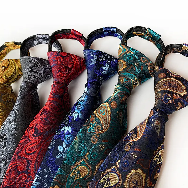 Men's 8cm Wide Polyester Paisley Print Tie - Male Stylish Business Accessory with Easy Pull Design for Office Commuting, Formal Events