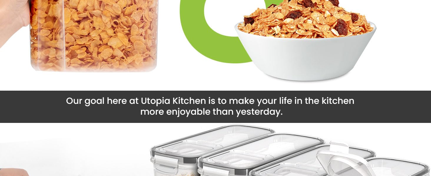 Kitchen Cereal Containers Storage Set – 6 Pack 4L(135.2 oz) Airtight Food Storage Containers with Lids, BPA-Free Cereal Dispensers for Pantry Organization and Storage (Clear)