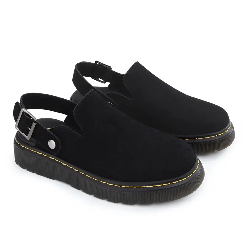Women's Slip-on Suede Clogs Comfortable Latex Footbed Slingback Mules with Adjustable Strap for Work Walking Daily Wear slippers Footwear Girl
