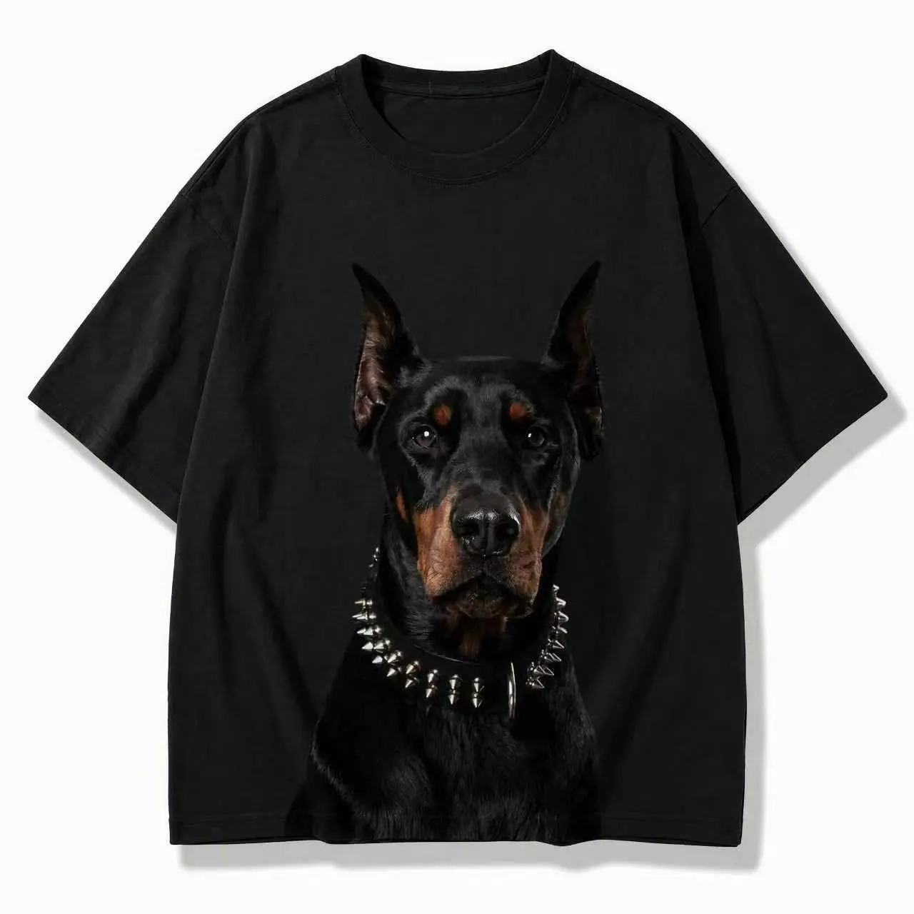 Vamtac Dog Graphic T Shirt, Oversized Y2K Streetwear Tee| 100% Cotton, Daily Streetwear, Crew Neck, Short Sleeves, Dog Graphic Print,