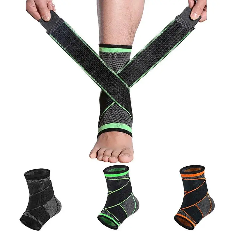 2-Pack Orange Ankle Support Brace, Adjustable Compression Sleeves for Plantar Fasciitis Relief, Sprain Support for Men Women, 2Pcs-Orange Orange
