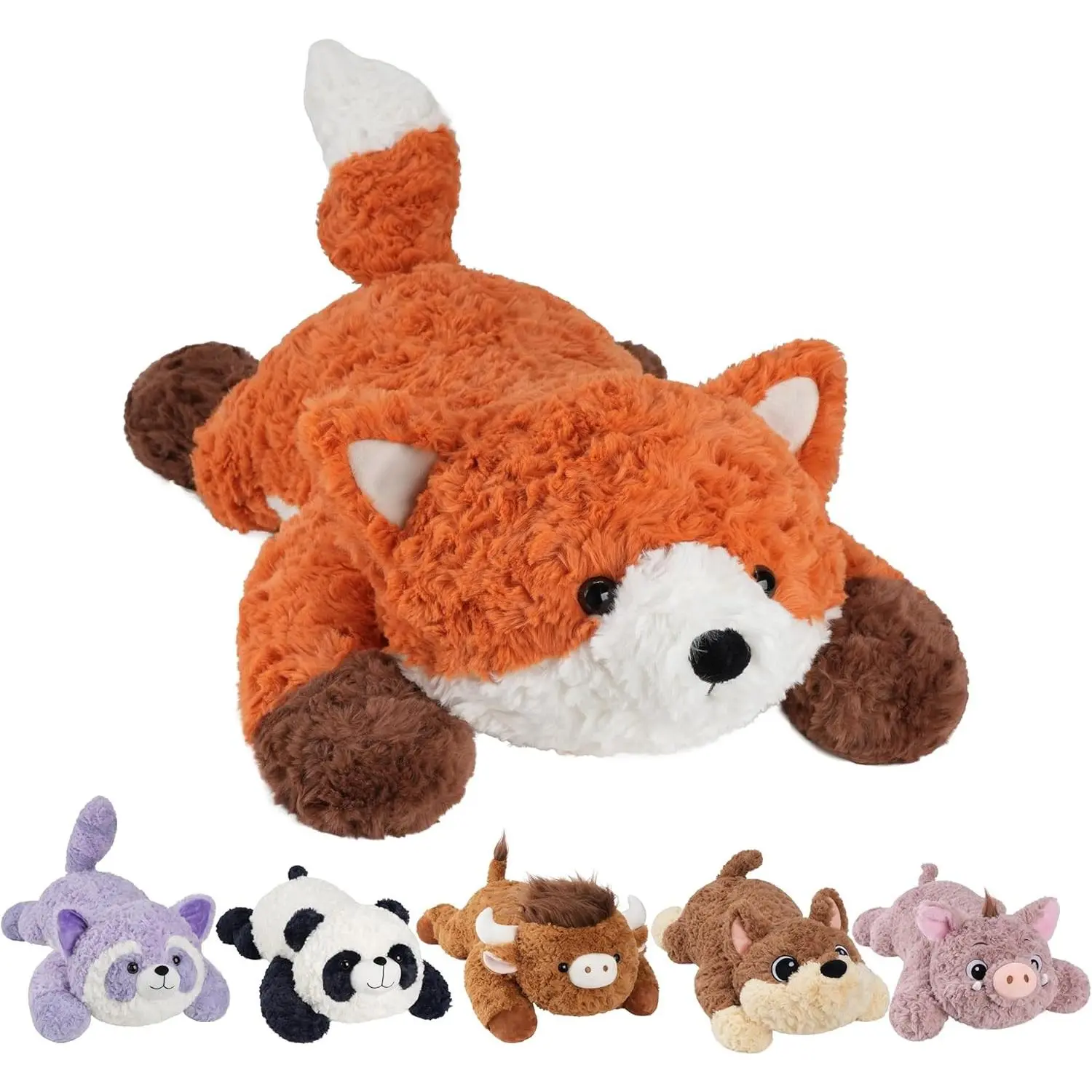 25" 5 Lbs Weighted Stuffed Animals Fox, Heatable and Coolable Weighted Plush with Microwavable Heating Pad,Removable Soft Washable Cute Plushie Pillow Toy Gifts for Adults and Kids