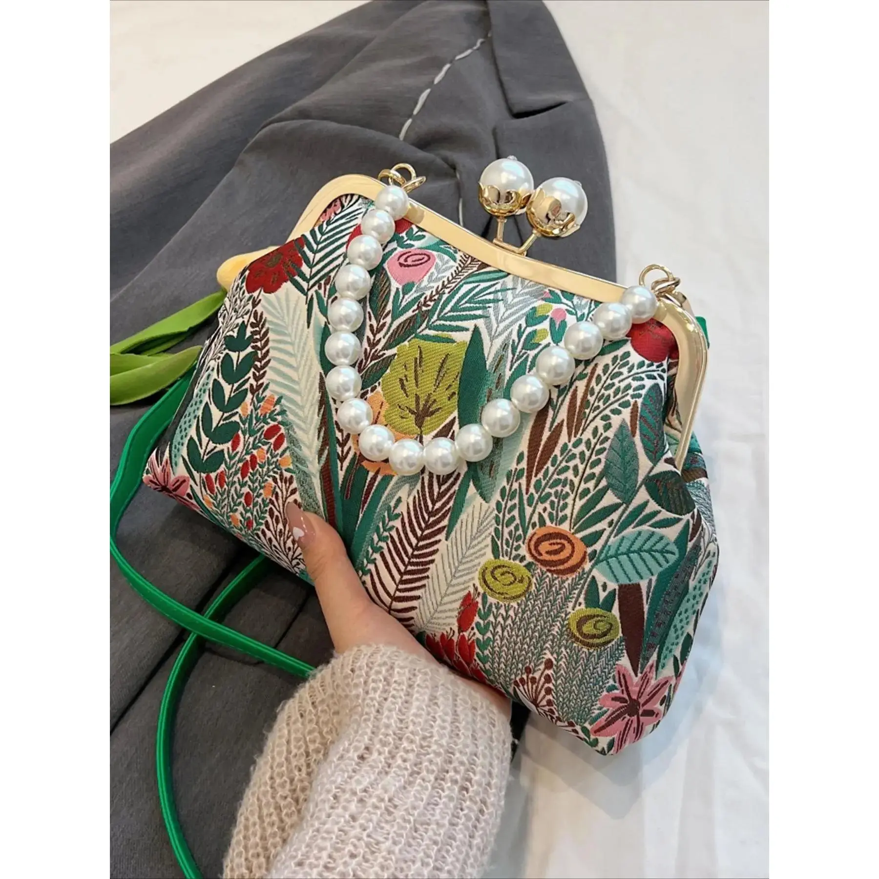 Floral & Leaf Print Crossbody Bag for Women, Elegant Y2K Colorblock Shoulder Handbag, Vintage Chic Daily Commuter Purse, Lightweight Versatile Fashion Tote with Artistic Botanical Pattern, Casual Bag for Work, Shopping, Travel & Everyday Use, Stylish Stre
